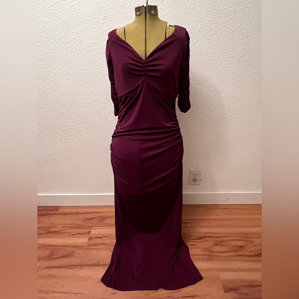 Torrid Red Gown with Plunge Neckline and Dolman Sleeves